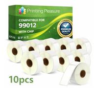 Printing Pleasure 10 x 99012 Compatible Address Labels with Chip for LabelWriter & Seiko Label Printers | 36mm x 89mm | 260 Labels per Roll