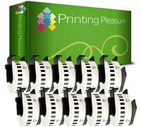 Printing Pleasure 10 x DK22210 Continuous Address Labels Compatible with P-Touch QL-500 QL-550 QL-570 QL-700 QL-720 QL-800 QL-810 QL-820 QL-1100 QL-1110 | 29mm x 30.48m | Thermal Paper Roll