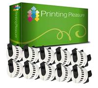 Printing Pleasure 10 x DK22225 Continuous Address Labels Compatible with P-Touch QL-500 QL-550 QL-570 QL-700 QL-720 QL-800 QL-810 QL-820 QL-1100 QL-1110 | 38mm x 30.48m | Thermal Paper Roll