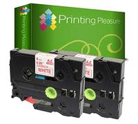 Printing Pleasure 2 x TZe-FX222 TZ-FX222 Red on White Flexible Label Tapes Compatible with P-Touch Label Printing Machines | 9mm x 8m | Laminated