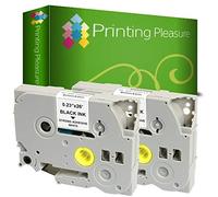 Printing Pleasure 2 x TZe-S211 TZ-S211 Black on White Extra Strength Adhesive Tapes Compatible with P-Touch Label Printing Machines | 6mm x 8m