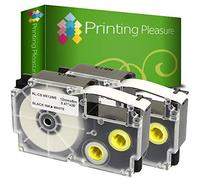 Printing Pleasure 2 x XR-12WE XR-12WE1 Black on White Label Tapes Compatible with Casio KL-60 KL-100 KL-120 KL-200 KL-300 KL-750 KL-780 KL-820 KL-2000 KL-7000 KL-7200 KL-8100 | 12mm x 8m | Ribbon