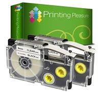 Printing Pleasure 2 x XR-9X XR-9X1 Black on Clear Label Tapes Compatible with Casio KL-60 KL-100 KL-120 KL-200 KL-300 KL-750 KL-780 KL-820 KL-2000 KL-7000 KL-7200 KL-8100 CW-L300 | 9mm x 8m | Ribbon