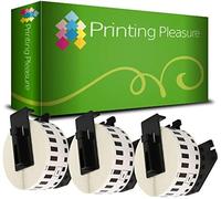 Printing Pleasure 3 x DK22214 Continuous Address Labels Compatible with P-Touch QL-500 QL-550 QL-570 QL-700 QL-720 QL-800 QL-810 QL-820 QL-1100 QL-1110 | 12mm x 30.48m | Thermal Paper Roll