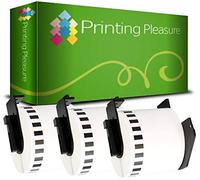 Printing Pleasure 3 x DK44205 Continuous Removable Address Labels Compatible with P-Touch QL-500 QL-570 QL-700 QL-720 QL-800 QL-810 QL-820 QL-1100 QL-1110 | 62mm x 30.48m | Thermal Paper Roll