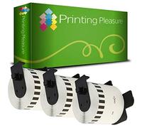 Printing Pleasure 3 x DK44605 Yellow Continuous Removable Address Labels Compatible with P-Touch QL-500 QL-570 QL-700 QL-720 QL-800 QL-810 QL-820 QL-1100 QL-1110 | 62mm x 30.48m Roll