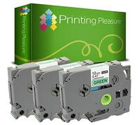 Printing Pleasure 3 x TZe-731 TZ-731 Black on Green Label Tapes Compatible with P-Touch Label Printing Machines | 12mm x 8m