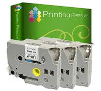Printing Pleasure 3 x TZe-FX231 TZ-FX231 Black on White Flexible Label Tapes Compatible with P-Touch Label Printing Machines | 12mm x 8m | Laminated