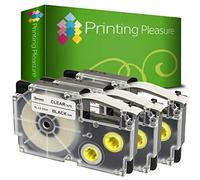 Printing Pleasure 3 x XR-9X XR-9X1 Black on Clear Label Tapes Compatible with Casio KL-60 KL-100 KL-120 KL-200 KL-300 KL-750 KL-780 KL-820 KL-2000 KL-7000 KL-7200 KL-8100 CW-L300 | 9mm x 8m | Ribbon