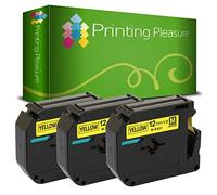 Printing Pleasure 3X M K631 Black on Yellow (12mm x 8m) Label Tapes Compatible with P-Touch PT-80 PT-90 PT-100 PT-110 PT-55S PT-65 PT-70 PT-70HOT PT-70SP PT-70SR PT-85 Label Printing Machines