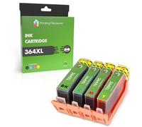 Printing Pleasure 4 (FULL SET) Compatible Ink Cartridges Replacement for 364XL Photosmart 5510 5514 5515 5520 6510 6520 B110a Plus B209a B210a Deskjet 3070A 3520 Officejet 4610 4620, High Capacity