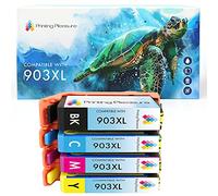 Printing Pleasure 4 (FULL SET) Compatible Ink Cartridges Replacement for 903XL for Officejet 6950 6960 6970 6975 All-in-One Printers - Black/Cyan/Magenta/Yellow, High Capacity