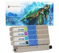 Printing Pleasure 4 Toner Cartridges compatible for Oki C301 C301dn C321 C321dn MC332dn MC342dn MC342dnw MC342dw MC342w 44973536 44973535 44973534 44973533 | Black/Cyan/Magenta/Yellow