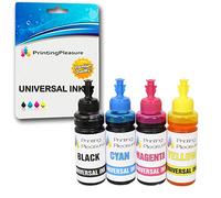 Printing Pleasure 4 XL (FULL SET) Universal Refillable Ink Compatible for EPSON LEXMARK DELL RICOH - 100 ml, Black/Cyan/Magenta/Yellow, High Capacity