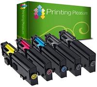 Printing Pleasure 5 (1 SET + 1 BLACK) Compatible Dell C2660/C2665 Toner Cartridges for Dell C2660DN C2660DNF C2660N C2665DN C2665DNF - Black/Cyan/Magenta/Yellow, High Yield