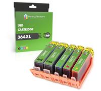 Printing Pleasure 5 (FULL SET) Compatible Ink Cartridges Replacement for 364XL Photosmart 7510 7520 B8550 B8553 C5380 C5383 C6380 C6383 D5460 D5463 D7560 Premium C309a C310a C510a, High Capacity