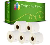 Printing Pleasure 5 x 11351 Compatible Labels Rolls for LabelWriter & Seiko Label Printers | 11mm x 54mm | 1500 Labels per Roll