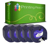 Printing Pleasure 5 x 12267 S0721530 Black on Clear Plastic Labelling Tapes Compatible with LetraTag LT100H LT100T LT110T QX50 XR | 12mm x 4m