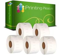 Printing Pleasure 5 x 99012 Compatible Address Labels Rolls for LabelWriter & Seiko Label Printers | 36mm x 89mm | 260 Labels per Roll