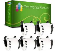 Printing Pleasure 5 x DK44205 Continuous Removable Address Labels Compatible with P-Touch QL-500 QL-570 QL-700 QL-720 QL-800 QL-810 QL-820 QL-1100 QL-1110 | 62mm x 30.48m | Thermal Paper Roll