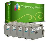 Printing Pleasure 5 x M K221 MK-221BZ Black on White Label Tapes compatible with P-Touch PT80 PT85 PT90 PT100 PT110 PT55BM PT55S PT65 PT65SB PT70 PT70BM PT70HK PT70HOT PT70SP PT70SR | 9mm x 8m