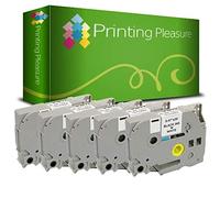 Printing Pleasure 5 x TZe-231 TZ-231 Black on White Label Tapes Compatible with P-Touch Label Printing Machines | 12mm x 8m