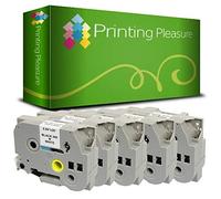 Printing Pleasure 5 x TZe-251 TZ-251 Black on White Label Tapes Compatible with P-Touch Label Printing Machines | 24mm x 8m