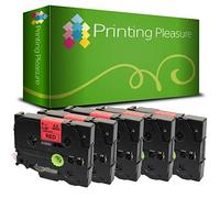 Printing Pleasure 5 x TZe-421 TZ-421 Black on Red Label Tapes Compatible with P-Touch Label Printing Machines | 9mm x 8m
