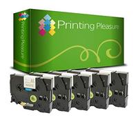Printing Pleasure 5 x TZe-R234 TZ-R234 Gold on White Ribbon Tapes Compatible with P-Touch Label Printing Machines | 12mm x 4m