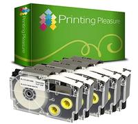 Printing Pleasure 5 x XR-12WE XR-12WE1 Black on White Label Tapes Compatible with Casio KL-60 KL-100 KL-120 KL-200 KL-300 KL-750 KL-780 KL-820 KL-2000 KL-7000 KL-7200 KL-8100 | 12mm x 8m | Ribbon