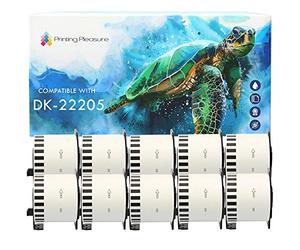 Printing Pleasure DK-22205 10 Continuous Label Rolls DK22205 Compatible for Brother P-Touch QL-500 QL-550 QL-560 QL-570 QL-700 QL-800 QL-810W QL-820NWB QL-1050 1060N QL-1100 QL-1110NWB, 62mm x 30.48m