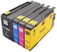 Printing Pleasure SET of 4 Compatible Printer Ink Cartridges for Designjet T120, T520 | Replacement for 711XL, CZ129A, CZ130A, CZ131A, CZ132A