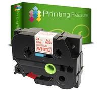 Printing Pleasure TZeFX252 Red on White (24mm x 8m) Flexible Tape Compatible with P-Touch Label Printers