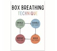 Printlabz Box Breathing Technique Classroom Poster - Learn Box Breathing - Grounding Exercise - Therapist Counselor - 12 x 18 Inch - Classroom Decor