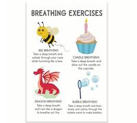 Printlabz Breathing Exercises Classroom Poster - Positive Mental Health - Therapist Counselor Office - 12 x 18 Inch - Classroom Decor - CPS0124