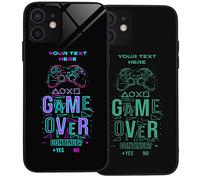 PrintMyPhoneCase Personalised Case for iPhone 11, Slim Anti Scratch Glass panel with shockproof TPU Rims | Glow in the Dark Case | Custom Phone Case-Game over