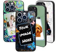 PrintMyPhoneCase Personalised Case for iPhone 16 Pro, Custom Add Image, Photo, Text -Toughened Glass panel with shockproof TPU Rims | Optional Glow in the Dark | Photo Frame-1 Image