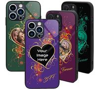 PrintMyPhoneCase Personalised Case for iPhone 16 Pro Max, Custom Add Image, Photo, Text -Toughened Glass panel with shockproof TPU Rims | Optional Glow in the Dark | Heart Flower-1 Image