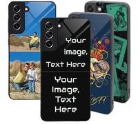 PrintMyPhoneCase Personalised Case for Samsung S21 FE, Custom Add Image, Photo, Text -Toughened Glass panel with shockproof TPU Rims | Optional Glow in the Dark | Custom Phone Case-2 image
