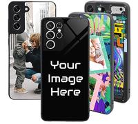 PrintMyPhoneCase Personalised Case for Samsung S21 Ultra, Custom Add Image, Photo, Text -Toughened Glass panel with shockproof TPU Rims | Optional Glow in the Dark | Custom Phone Case-1 image