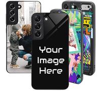 PrintMyPhoneCase Personalised Case for Samsung S22 Plus, Custom Add Image, Photo, Text -Toughened Glass panel with shockproof TPU Rims | Optional Glow in the Dark | Custom Phone Case-1 image