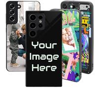 PrintMyPhoneCase Personalised Case for Samsung S23 Ultra, Custom Add Image, Photo, Text -Toughened Glass panel with shockproof TPU Rims | Optional Glow in the Dark | Custom Phone Case-1 image