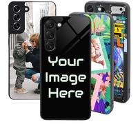 PrintMyPhoneCase Personalised Case for Samsung S24 Plus, Custom Add Image, Photo, Text -Toughened Glass panel with shockproof TPU Rims | Optional Glow in the Dark | Custom Phone Case-1 image
