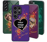 PrintMyPhoneCase Personalised Case for Samsung S26 Ultra, Custom Add Image, Photo, Text -Toughened Glass panel with shockproof TPU Rims | Optional Glow in the Dark | Heart Flower-1 Image