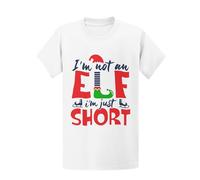 PrintPact Funny Christmas T-Shirt - I’m Not an Elf, I’m Just Short Holiday Tee | Humorous Xmas Gift for Men & Women Novelty Unisex Crew Neck Top (UK, Alpha, L, Regular, Regular) White