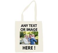 PrintPact Personalised Cotton Tote Bag, 15L Capacity, Custom Canvas Shopper with Name and Image, Natural, 155gsm