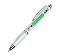 PrintPact Personalised Printed Pens with Any text, Any Colour and Any logo for Promotional, Business and Novelty Gift Use, Black Ink (White, 100)