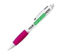 PrintPact Personalised Printed Pens with Any text, Any Colour and Any logo for Promotional, Business and Novelty Gift Use, Black Ink (Pink, 75)