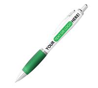 PrintPact Personalised Printed Pens with Any text, Any Colour and Any logo for Promotional, Business and Novelty Gift Use, Black Ink (Green, 50)