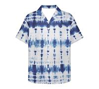 Printpub Blue Tie Dye Pattern Mne's Tropical Hawaii Shirt Novelty Beachparty Shirt Men Shirt Casual Open Buttons Short Sleeves